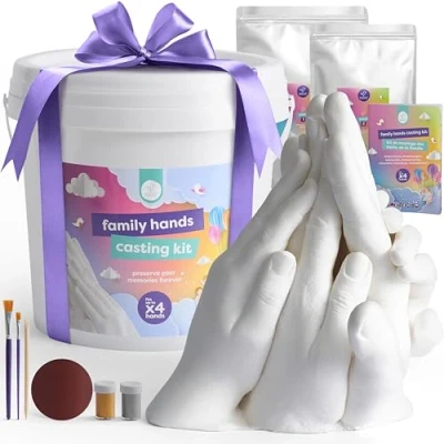 Afbeelding van Familie Gipshandenset Hand Casting Kit voor Gips Handen Maken 3D Afdrukken Gieten, Ideaal Cadeautje Moederdag