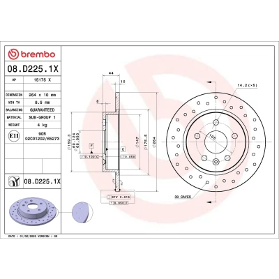 Afbeelding van Brembo Remschijven 08.D225.1X