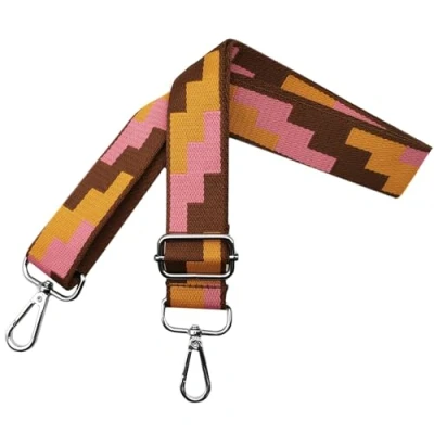 Afbeelding van Zadelriemen om te wisselen, verstelbare schouderriem voor tassen, tasriem, breed 3,8 cm, met zilveren karabijnhaak dames, draagriem, schoudertas en handtassen, bruin/roze, J6
