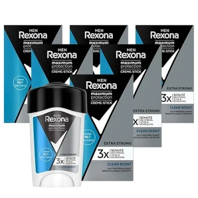 Afbeelding van Rexona Men Maximum Protection Anti transpirant Deodorant Clean Scent met 48 uur bescherming tegen sterk zweten en lichaamsgeur, 45 ml, 6 stuks