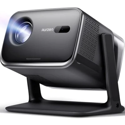 Afbeelding van Aurzen Boom Mini 4 in 1 smart beamer met Google TV, 10.000+ apps, 4K ondersteunt projector, 20W DoIby Audio, 500 ANSI autofocus en trapeziumcorrectie, wifi/Bluetooth thuisbioscoop buiten