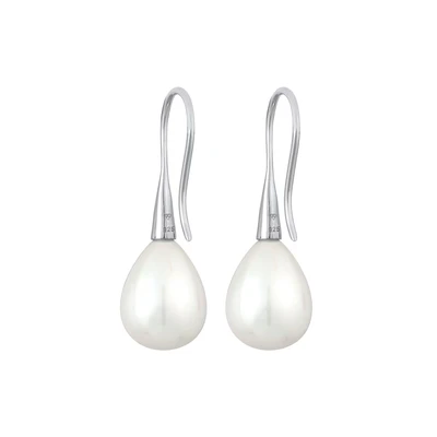 Afbeelding van Nenalina Oorbellen Dames Drop Klassiek met Schelpkern Kralen in 925 Sterling Zilver