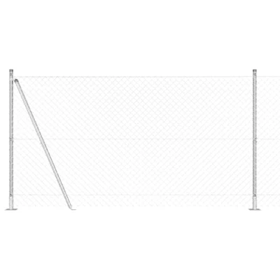 Afbeelding van vidaXL Kettinglinkomheining met 7 flensposten 1.2x10 m Gegalvaniseerd Staal