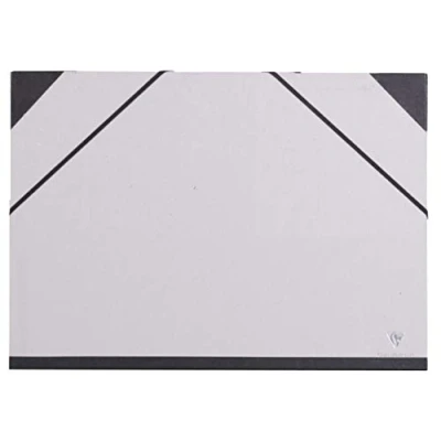 Afbeelding van Clairefontaine Ref 44614C Kunstmap met elastische bandjes sluiting Ruwe grijze kleur Aanpasbaar Vellum Card Surface, geschikt voor A3+ formaat documenten
