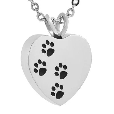 Afbeelding van Fako Bijoux® Ketting Ashanger / Assieraad Hartje Met Pootjes Staal