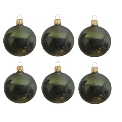Afbeelding van Decoris Kerstballen 6 stuks donkergroen glas glans cm