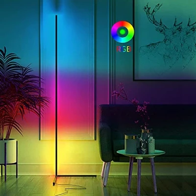 Afbeelding van LED staande lamp dimbaar met afstandsbediening, 156CM hoek voor woonkamer slaapkamer, kleur veranderende licht kolom RGB temperaturen en helderheid traploos dimbare lampen
