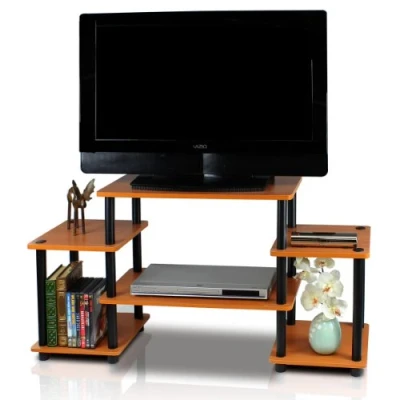 Afbeelding van tv kast, standaard, plank, licht kersenhout/zwart, 105,4 (b) x 58 (h) 29,5 (d) cm