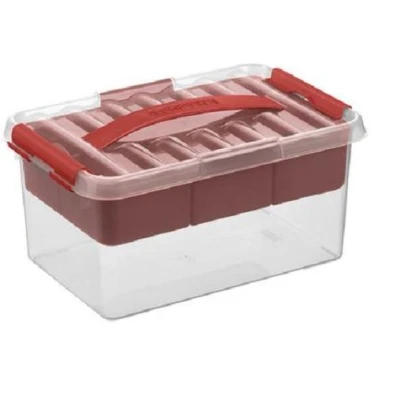 Afbeelding van SUNWARE Q Line Multi Boxmet tray 6 Liter 300 x 200 140mm transparant/rood