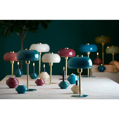 Afbeelding van Light &amp; Living Surin tafellamp Ø22x34 cm glans blauw+goud Metaal