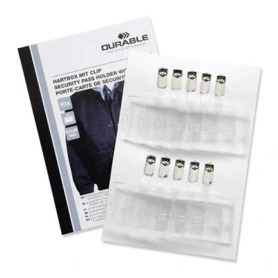 Afbeelding van Veiligheidspashouder Durable Security met clip 54x85mm set à 10stuks