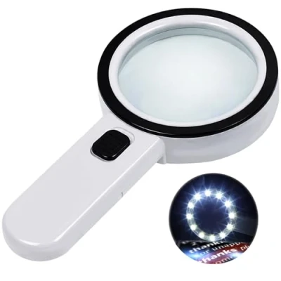 Afbeelding van vergrootglas met 30 voudige vergroting, 12 leds voor lezen, inspectie, verkenning, senioren, juweliers, kinderen, wit