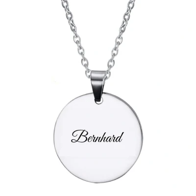 Afbeelding van Ketting RVS Met Naam Gravering Bernhard Zilver Rond