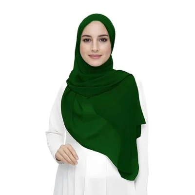 Afbeelding van Premium Chiffon Hijab Hoofd Sjaal Wrap Voor Moslim Vrouwen Lichtgewicht (Smaragdgroen)