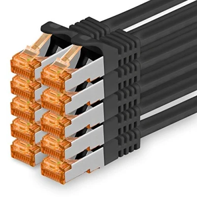 Afbeelding van 1aTTack Cat 7 Ethernet Cable Kabel Netwerkkabel RJ45 10Gbps 600MHz 10 stuks zwart 5m