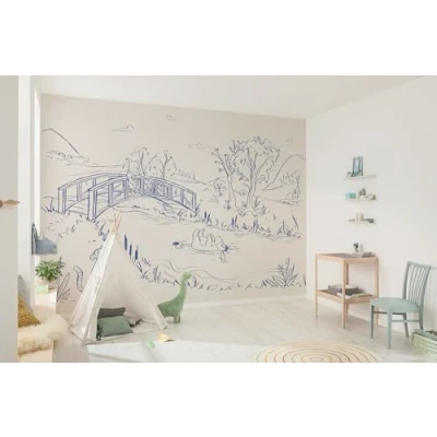 Afbeelding van Komar Kinderbehang Disney Winnie the Pooh Blue Ink (1 stuk)