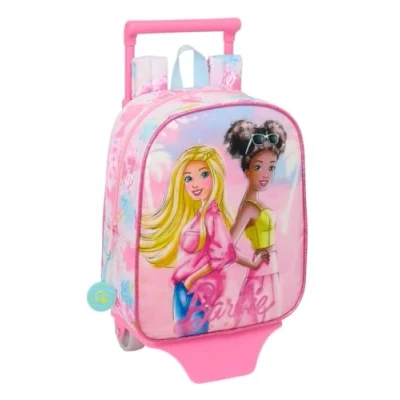 Afbeelding van Schoolrugzak met Wielen Barbie Painterly Roze Hemelsblauw 22 x 27 10 cm