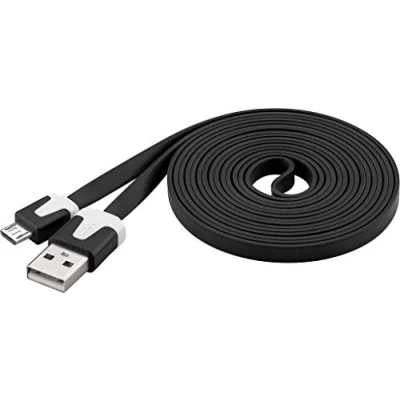 Afbeelding van PremiumCord USB Micro PVC platte verbindingskabel 2m, A stekker naar B stekker, 2.0 High Speed datakabel, 2x afgeschermd, AWG28, kleur zwart, lengte 2 m