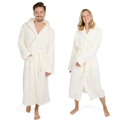 Afbeelding van Blumtal Badjas Unisex Dames en Heren Fleece met Capuchon Zakken Gebroken Wit Maat S