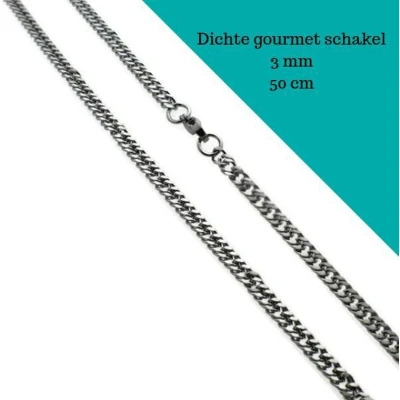Afbeelding van Ketting gourmet schakel staal 50cm 3mm zilverkleurig