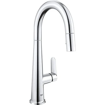 Afbeelding van GROHE Veletto 30419000 Keukenkraan (met uittrekbare spoeldouche, hoge uitloop, zwenkbereik 360 graden), chroom