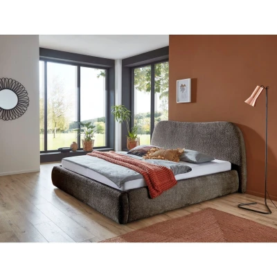 Afbeelding van ATLANTIC home collection Gestoffeerd bed Sophie met of zonder opbergruimte, hoogwaardige bouclé bekleding