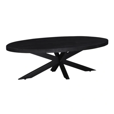 Afbeelding van Giga Meubel Salontafel Ovaal Zwart 130x70x40cm Mangohout Tafel Mansour