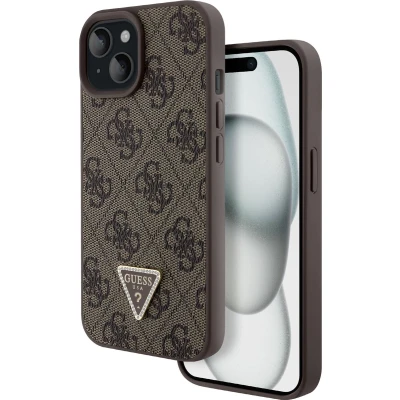Afbeelding van Guess 4G Triangle Logo Back Case Geschikt voor Apple iPhone 15 (6.1&quot;) Bruin
