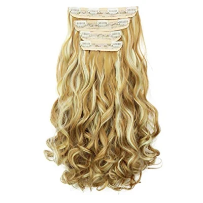 Afbeelding van CAISHA XXL 4 Delige Set Clip In Extensions Haarverlenging Haarstukje Volumineus Golvend Blond Mix CES307 1