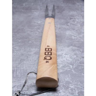Afbeelding van Fackelmann 25191 grillvork, reuzengrillvork, hout, roestvrij staal, bruin, 42 cm