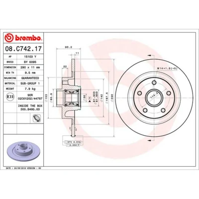 Afbeelding van Brembo Remschijven 08.C742.17
