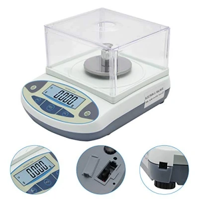 Afbeelding van Bonvoisin 500 g x 0,001 elektronische analyseweegschaal, zeer nauwkeurige laboratoriumweegschaal, 1 mg precisieweegschaal met voorruit, wetenschappelijke weegschaal, sieradenweegschaal, goudkleurig, keukenweegschaal