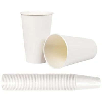 Afbeelding van Heku 50 witte papieren bekers, verse vezels met coating, milieuvriendelijk en recyclebaar, FSC gecertificeerd, voor warme koude dranken, ideaal evenementen, kantoren cafés, 0,4 l