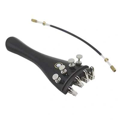 Afbeelding van 4/3 Viool Kits Set, 3 in 1 Ebbenhout Staartstuk met Touw Fijnstemmers Geschikt voor 4/4 Instrument
