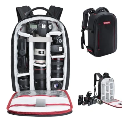 Afbeelding van Beschoi DSLR Camera Backpack Waterproof Bag for Sony Canon Nikon Olympus SLR/DSLR Camera, Lens and Accessories, Black (Large)