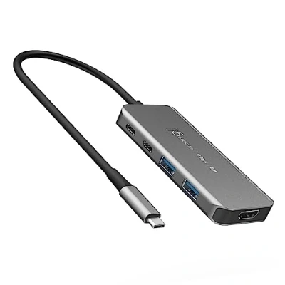 Afbeelding van j5create USB4 8K Slim Hub 8K60/4K144 HDMI, 1 x USB C 10Gbps met PD Opladen, 10Gbps, 2 A Compatibel MacBook, Windows Laptops (JCH453)
