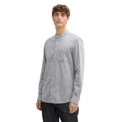 Afbeelding van TOM TAILOR Denim heren overhemd, 37281 Zwart Wit Grid Design, M