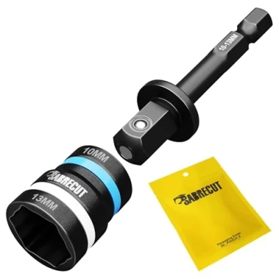 Afbeelding van 1 x SabreCut SCDIN10 13 Dual Size 10 mm &amp; Magnetisch 62 Lange Omkeerbare 2 in Gemakkelijk Schoon Impact Nominale Hex Head Moer Socket Driver voor Boren en Drivers