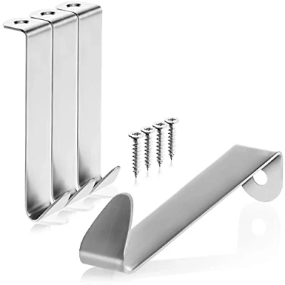 Afbeelding van COM FOUR® 4x deurhaken van RVS kledinghaken voor buitendeur garderobehaken kastdeur en buitenkamerdeur 8,5 cm (04 stuks met schroef)
