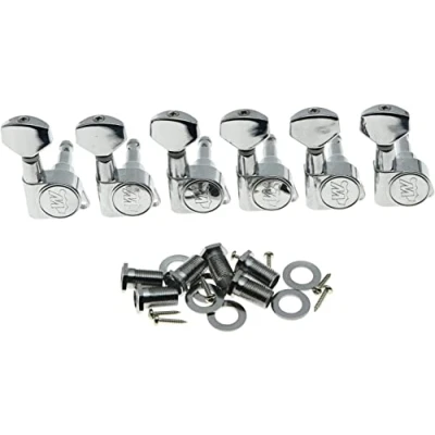 Afbeelding van Wilkinson 6 Inline Chrome E Z LOK Post Gitaar Tuners Tuning Sleutels voor Strat Tele