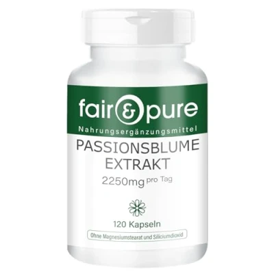 Afbeelding van Fair &amp; Pure® passiebloem extract 750mg vegan hoge dosering zonder magnesiumstearaat 120 capsules