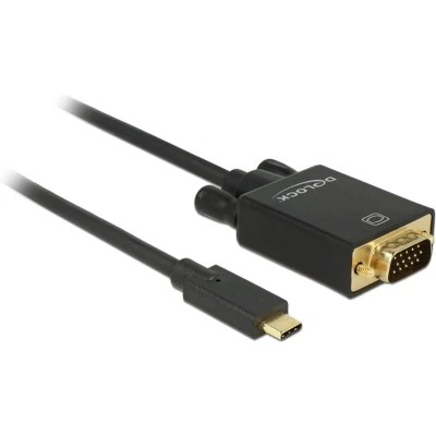Afbeelding van Premium USB C naar VGA kabel met DP Alt Mode (1920 x 1200) / zwart 2 meter