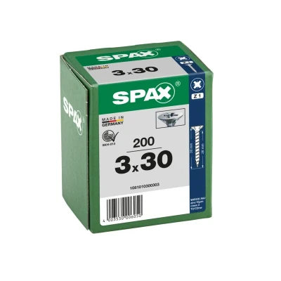Afbeelding van Spax spaanplaatschroef vz pk 3.0x30mm pz1 (200 st)