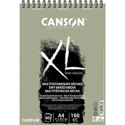 Afbeelding van CANSON XL® zandgrain, grijskleurig tekenblok met schuurpapierachtig oppervlak, DIN A4, 40 vellen, 160 g/m²