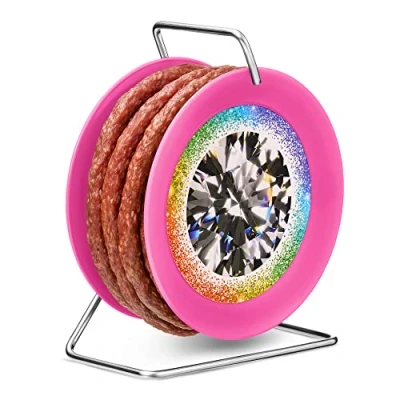 Afbeelding van WURSTBARON® kabelhaspel met worst in diamant design, 3,5m heerlijke krakowska worst, van hoge kwaliteit en heeft een rooksmaak, leuk cadeau voor haar, 240g