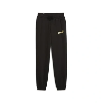 Afbeelding van Puma Script Pants Unisex Trainingsbroek voor kinderen, Maat: 140, Black/gold foil