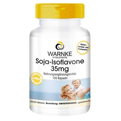 Afbeelding van Soja isoflavone capsules 35mg zonder genetische manipulatie met vitamine E 100 Warnke Vitalstoffe Duitse apothekerskwalitei
