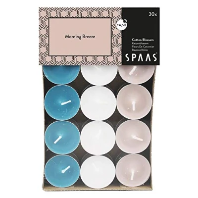 Afbeelding van SPAAS 30 Theelichten Geur assorti kleuren, ± 4,5 uur Morning Breeze