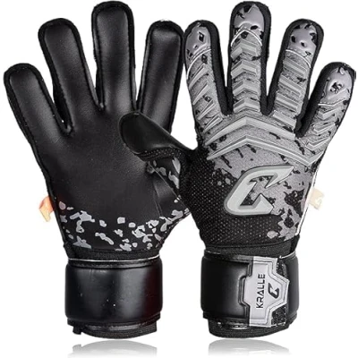 Afbeelding van CATCH &amp; KEEP Kralle Junior Pro 3.0 keepershandschoenen Professionele voetbalhandschoenen voor kinderen Ultra sterke Falcon Grip Optimale pasvorm (Splash Claw grijs/zwart, 4)