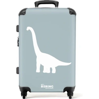 Afbeelding van NoBoringSuitcases.com® Kinderkoffer jongen Kindertrolley jongens Blauw met Brachiosaurus dino Koffer kind groot Rolkoffer lichtgewicht Reiskoffer 4 wielen Grote trolley XL 20 kg bagage
